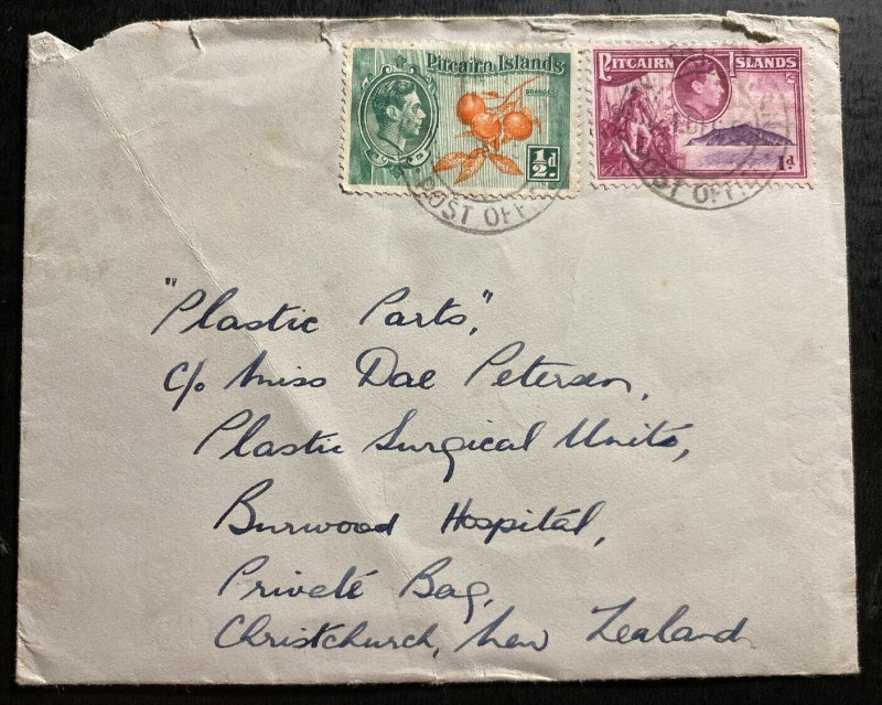 1950 Pitcairn Island Cover To Burwood Hospital Christchurch New Zealand