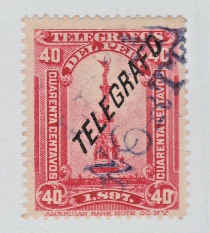 Peru Telegraph fiscal Revenue stamp 12-22c- 