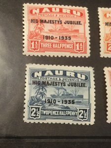 Nauru Stamps 1935 Jubilee Set  Mint LightLy Hinged Catalog 10 Pounds Low Priced! 