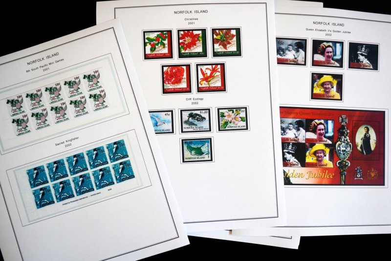 COLOR PRINTED NORFOLK ISLAND 1947-2010 STAMP ALBUM PAGES (129 illustrated pages)