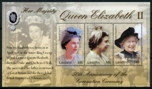 Lesotho Royalty Stamps 2004 MNH HM Queen Elizabeth II Coronation 3v M/S 