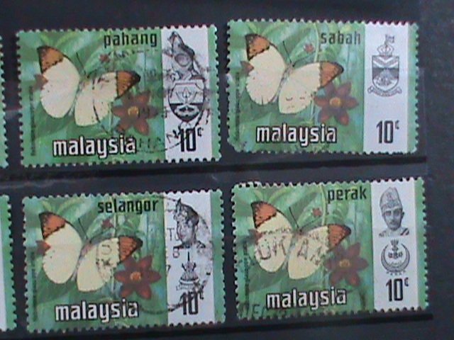 ​MALAYSIA-1971-VERY OLD LOVELY BUTTERFRIES USED 12 STAMPS-#M49 -VERY FINE