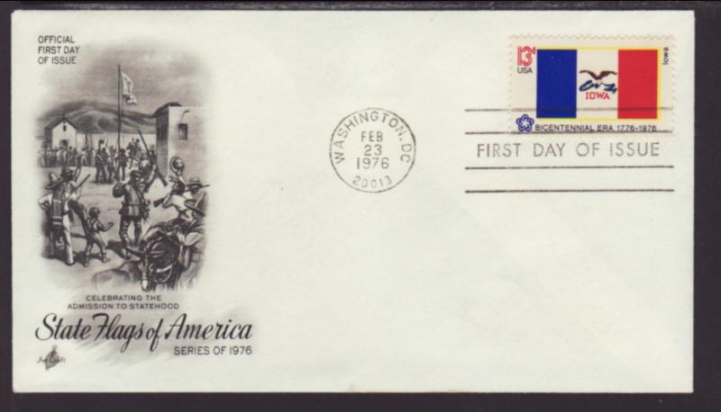 US Iowa State Flag 1976 Artcraft U/A FDC BIN