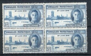 SOMALILAND; 1946 early GVI Victory issue fine MINT MNH BLOCK of 4