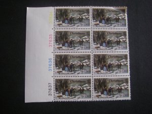 Scott 1703, 13c Winter Pastime, Long Plate Strip of 8, Floating PL#s MNH Beauty