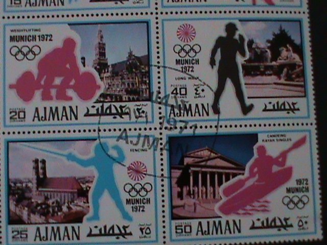 ​AJMAN-1972-SUMMER OLYMPIC GAMES-MUNICH'72 CTO SHEET VERY FINE-COMPLETE SET