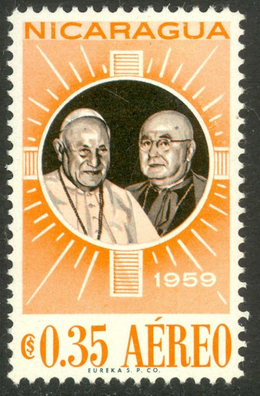 NICARAGUA 1959 35c Pope John XXIII Cardinal Spellman Visit Airmail Sc C431 MLH