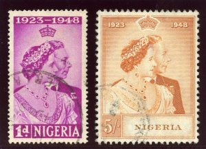 Nigeria 1948 KGVI Silver Wedding set complete very fine used. SG 62-63. Sc 73-74