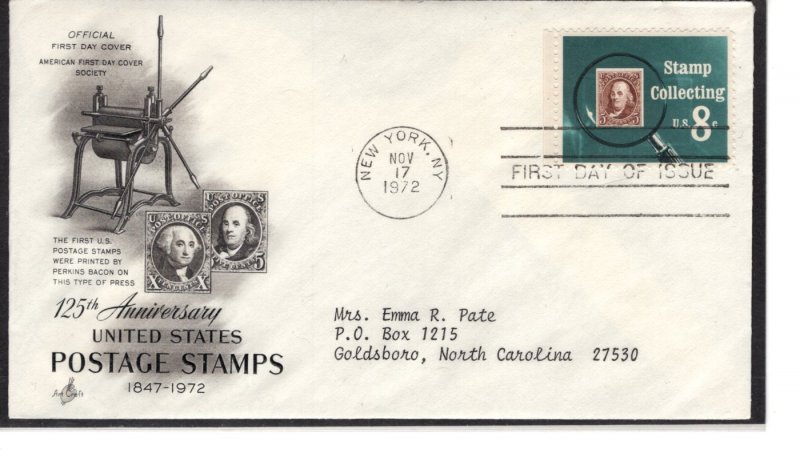 US  FDC 1474. Bacons Perkins Press, Postage Stamp 125th Anniv. cachet... 7500485