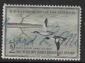 US #RW23 1956 $2 Federal Duck Stamp (U)  black  CV$12.50