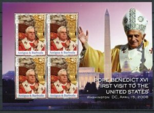 ANTIGUA - 2008 - Pope Benedikt in US - Perf Min Sheet - Mint Never Hinged