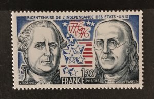 France 1976 #1480, American Bicentennial, MNH.