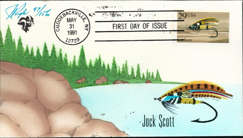 Awesome Pugh Designed/Painted Jock Scott Fishing Fly FDC...150 of 156 Created!