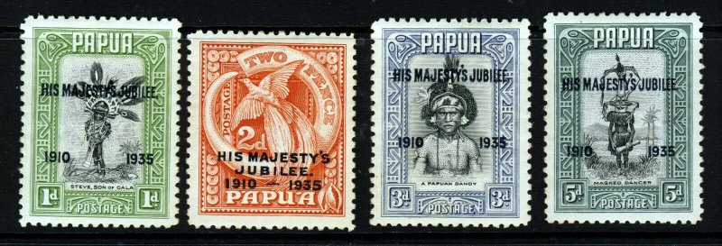 PAPUA 1935 Overprinted Royal Silver Wedding Set SG 150 to SG 153 MINT