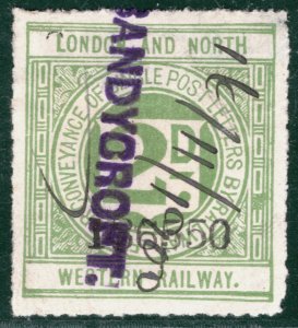 GB Wales L&NWR RAILWAY Letter Stamp 2d *SANDYCROFT* STATION Flints Used LIME138