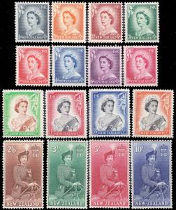 New Zealand Scott 288-301 Mint never hinged.