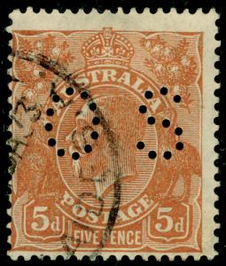 AUSTRALIA SG O110, 5d orange-brown, FINE USED.