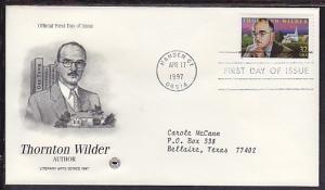 US Thornton Wilder 1997 PCS Typed FDC BIN