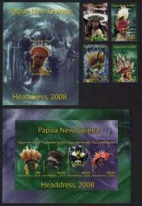 Papua NG Traditional Headdress 4v+2 MSs 2008 MNH SG#1255-MS1260