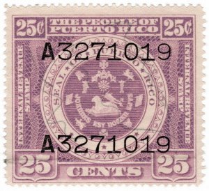 (I.B) Puerto Rico Revenue : Duty Stamp 25c