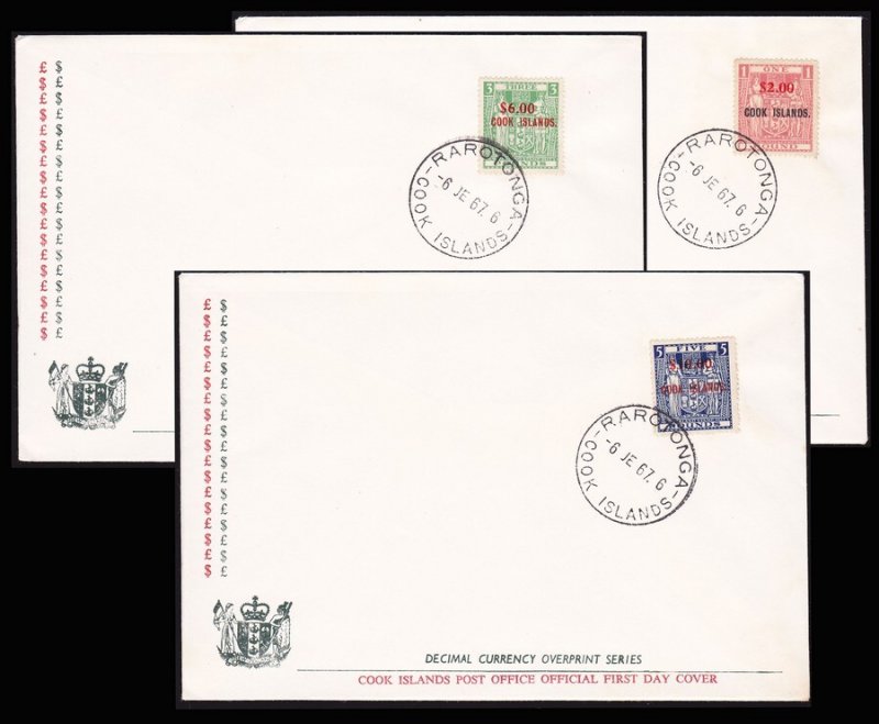 COOK ISLANDS :1967 Decimal set 1c/1d - $10/£5 on cover/ FDC ONLY 876 $10 PRINTED 