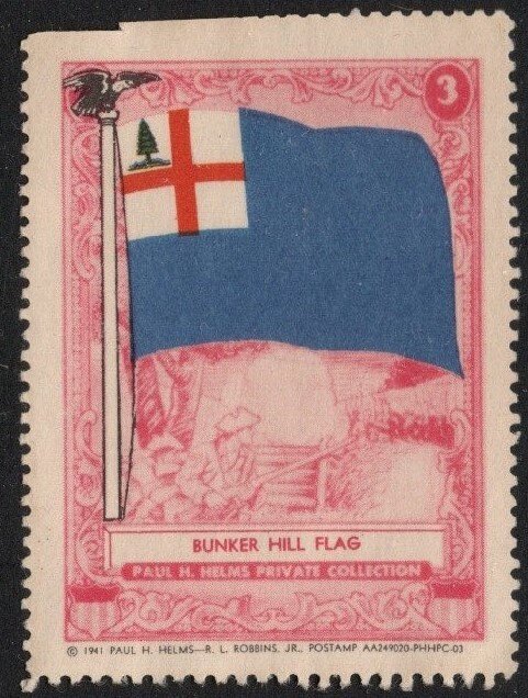 1941 US  Paul H. Helms Poster Stamp Bunker Hill Flag #-03 Unused