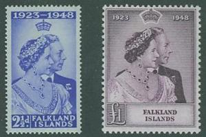 Falkland Islands SC# 99-100 Silver Wedding Anniv. set 2-1/2d 1£ MLH