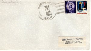 CALIFORNIA TOWN CANCEL,  OCCIDENTIAL, CA  1960  FDC11436