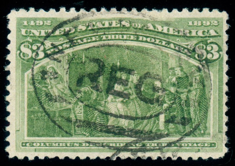 MOMEN: US STAMPS #243 CLEAN USED $3 COLUMBIAN