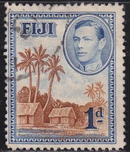 Fiji 118 USED 1938 Fijian Village, Palm Trees, Houses