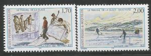 ST. PIERRE & MIQUELON 662-663, MNH PAIR OF STAMPS, ICE WORKERS