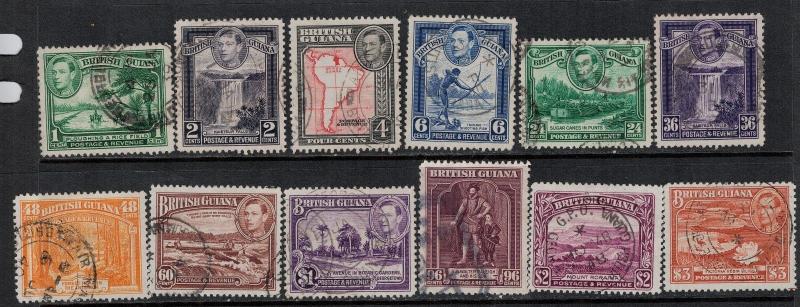 British Guiana 1938-1952 SC 230-241 Used Set SCV $84.00