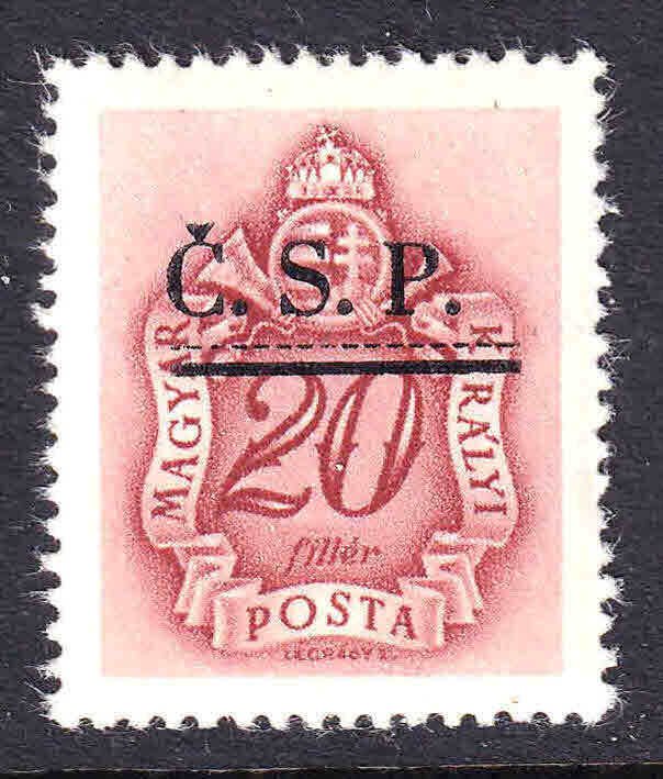 HUNGARY J160 CZECHOSLOVAKIA Č.S.P. 1944 OVERPRINT OG NH U/M XF