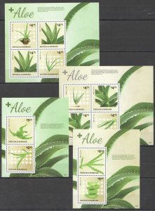 B0537 2014 Antigua & Barbuda Flora Plants Medical Flowers Aloe 2Bl+2Kb Mnh