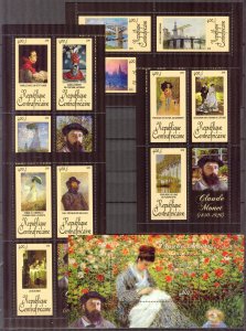 Central African Republic 2011 Art Paintings C. Monet 4 Sh + 13 S/S MNH 7 sc