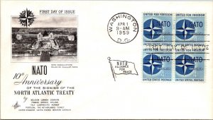 FDC 1959 SC #1127 Artcraft Cachet - Washington DC - Block Of 4 - J4330