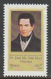 MEXICO 1899, JOSE LUIS MORA, 200th ANNIVERSARY OF HIS BIRTH. MINT, NH. VF.