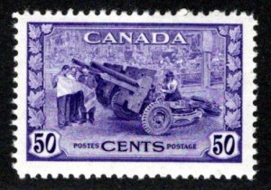 261, Scott, 50c, MNHOG, F/VF, Munitions Factory, 1942, Canada Postage Stamp