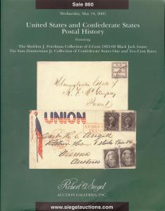 Siegel: Sale # 860  -  United States and Confederate Stat...