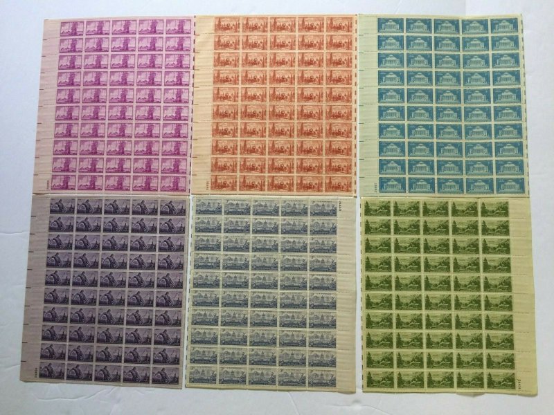 US,6 1950'S  POST OFFICE FRESH,MNH VF, FULL SHEETS,1950'S COLLECTION,MINT NH ,VF