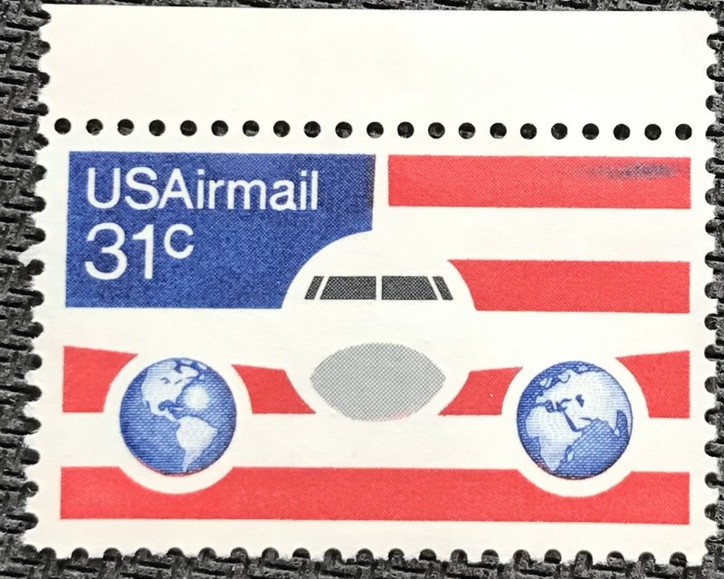 US #C90 MNH Single w/Selvage Plane/Globe/Flag SCV $.60 L35