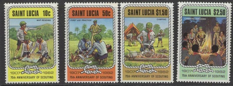 ST.LUCIA SG621/4 1982 75th ANNIV OF BOYSCOUT MOVEMENT MNH