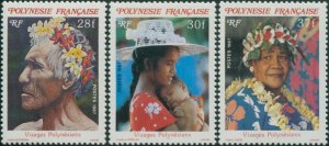 French Polynesia 1987 Sc#452-454,SG498-500 Polynesian Faces set MNH