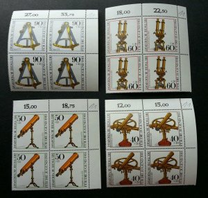 Germany Optical Instruments 1981 Telescope Microscope (stamp block of 4) MNH