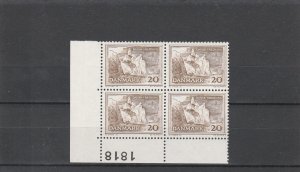 Denmark  Scott#  405  MNH Plate Block of 4  (1962 Cliffs on Moen Island)