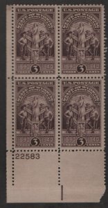 US,  897, MNH, PLATE BLOCK,    WYOMING