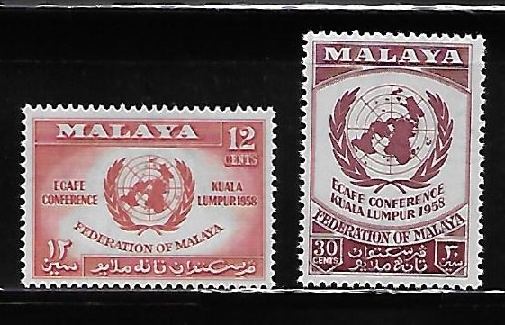 Malaya Federation 1958 United Nations UN Sc 85-86 MNH A1633