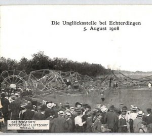 GERMANY Zeppelin *Modell 4* Airship CRASH Unused Postcard 1908 {samwells}PG233