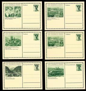 AUSTRIA (62) Scenery View Green 1 Shilling Postal Cards c1950s ALL MINT UNUSED