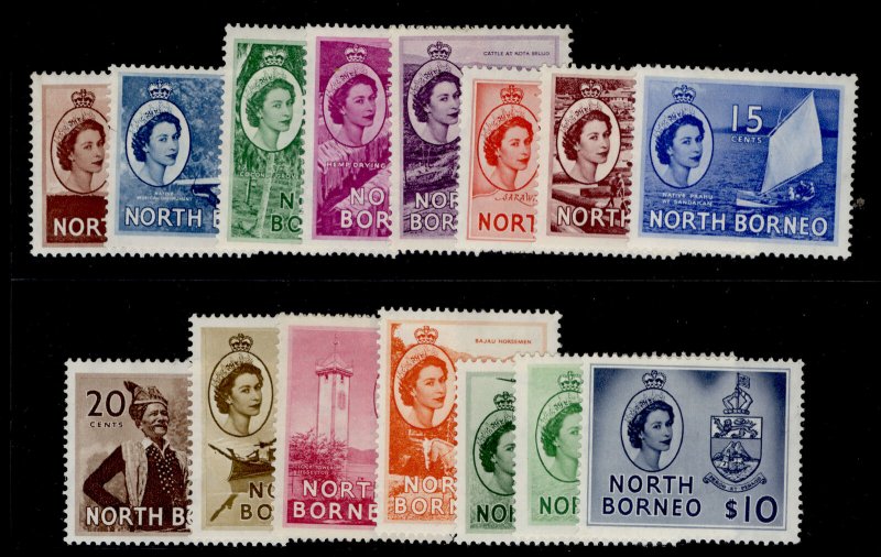 NORTH BORNEO SG372-386, complete set, M MINT. Cat £75.